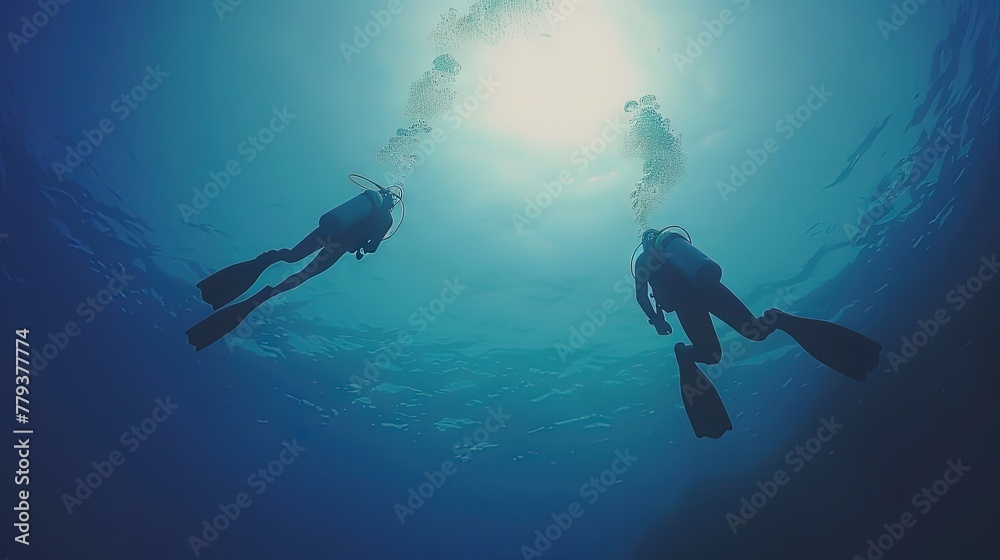 Describe the feeling of weightlessness while scuba diving in the ocean. 