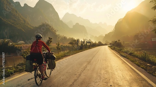 Describe the sense of accomplishment after completing a long-distance cycling journey.  photo