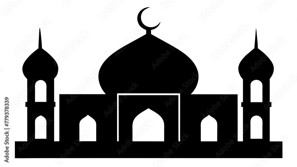 tiny mosque silhouette vector illustration