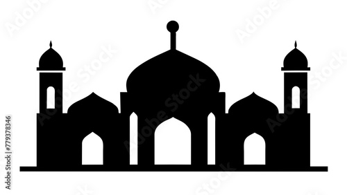 tiny mosque silhouette vector illustration