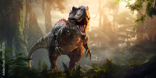 Tyrannosaurus rex often referred to as TRex was a fearsome and colossal carnivorous dinosaur that roamed the Earth
 photo