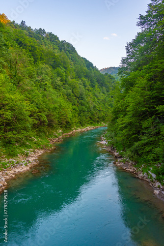 Sunset view over valley of river Tara in Montenegro