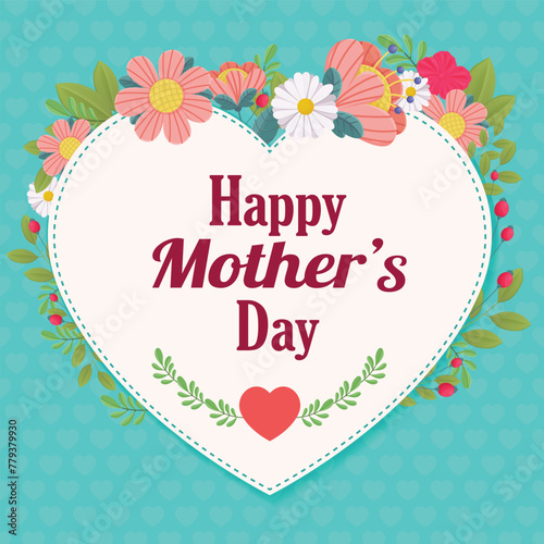 Happy Mothers Day poster with floral flowers. 
