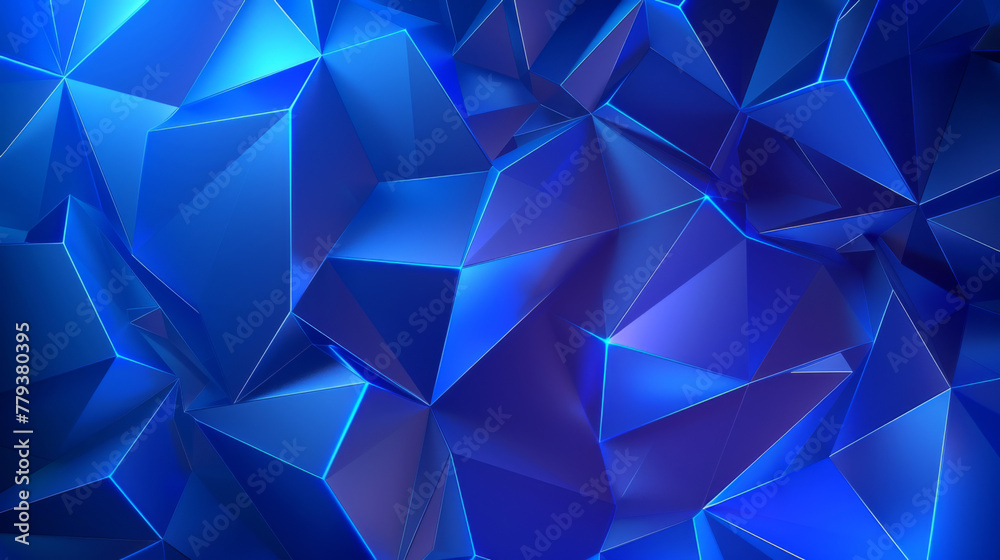 Abstract blue geometric background with polygonal shapes and light effect, vector illustration design template