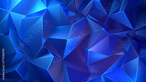 Abstract blue geometric background with polygonal shapes and light effect, vector illustration design template