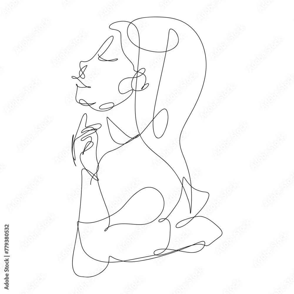 Continuous hand drawing style art. Abstract composition with people portraits. Artistic pattern. Contemporary one line art design