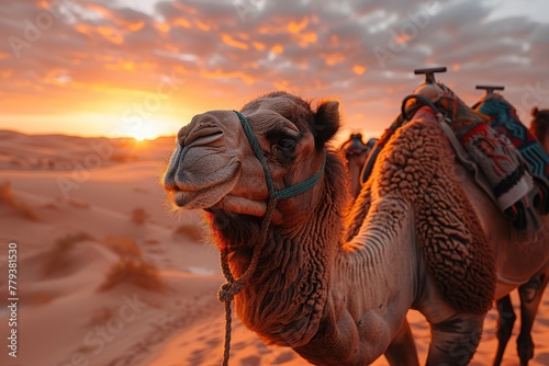 Desert Sunset with Camel