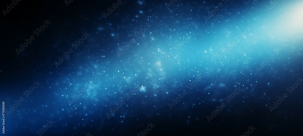 Fototapeta premium Blue gradient background grainy glowing blue light on dark backdrop noise texture effect