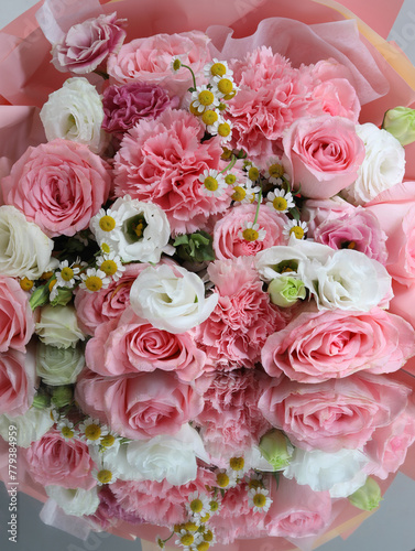 A close-up of a bunch of pink flowers
