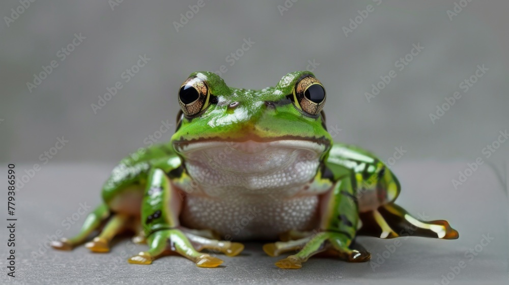 Fototapeta premium Frog on a grey background