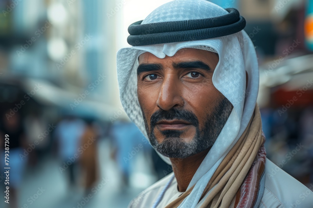 Portrait of a Man in Traditional Emirati Attire Portrait of a Man in Traditional Emirati Attire