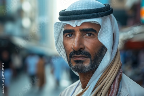 Portrait of a Man in Traditional Emirati Attire photo