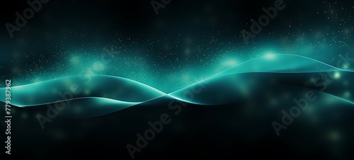 Glowing abstract technology dark background teal blue green black color grainy texture gradient web header banner design