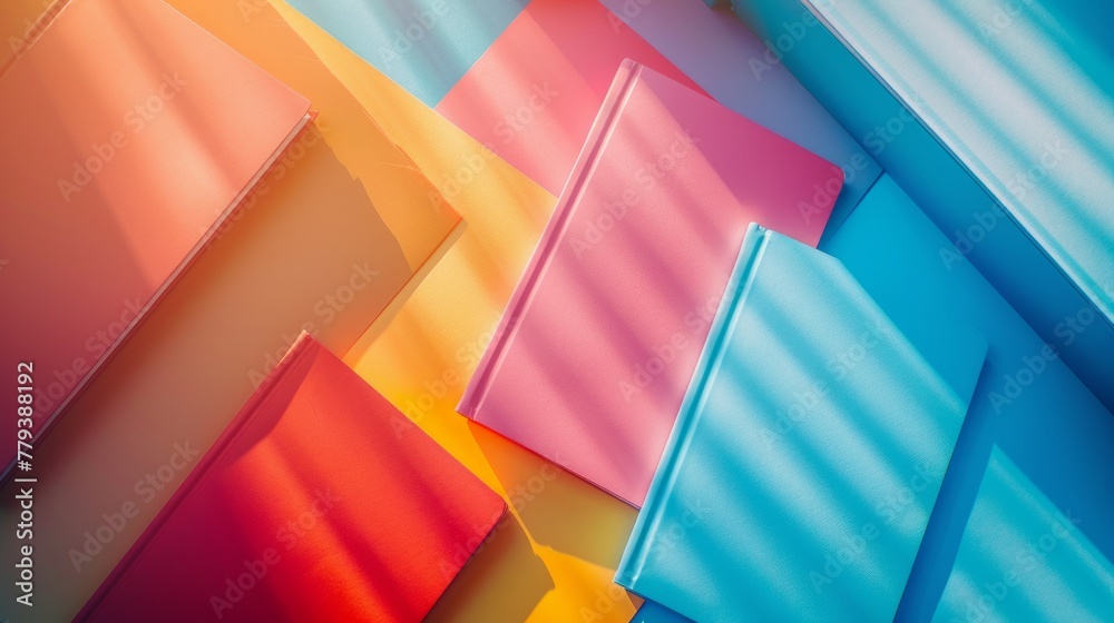 Fototapeta premium Colorful notebooks arranged artistically