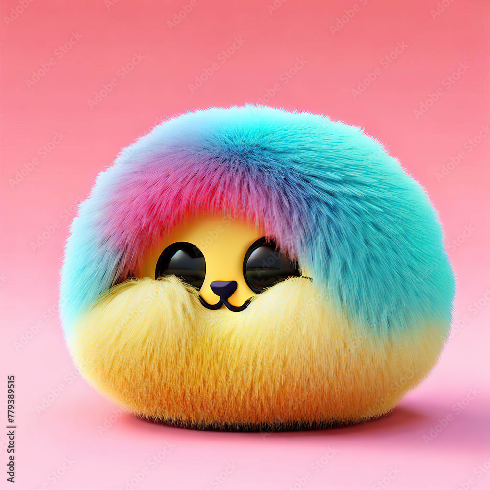 Obraz premium 3D furry forest animal with beautiful colors and white background. with Generative AI technology 