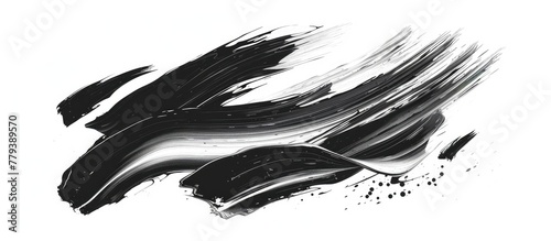 A detailed closeup of a black brush stroke on a white background capturing the essence of art and illustrating a bold gesture in monochrome painting
