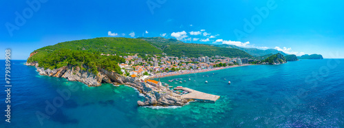 Aerial view of Petrovac in Montenegro photo