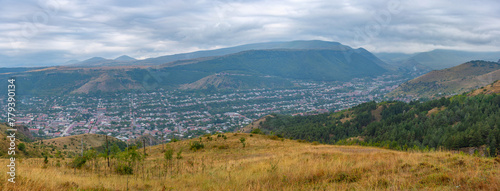 Panorama view of Armenian town Goris photo