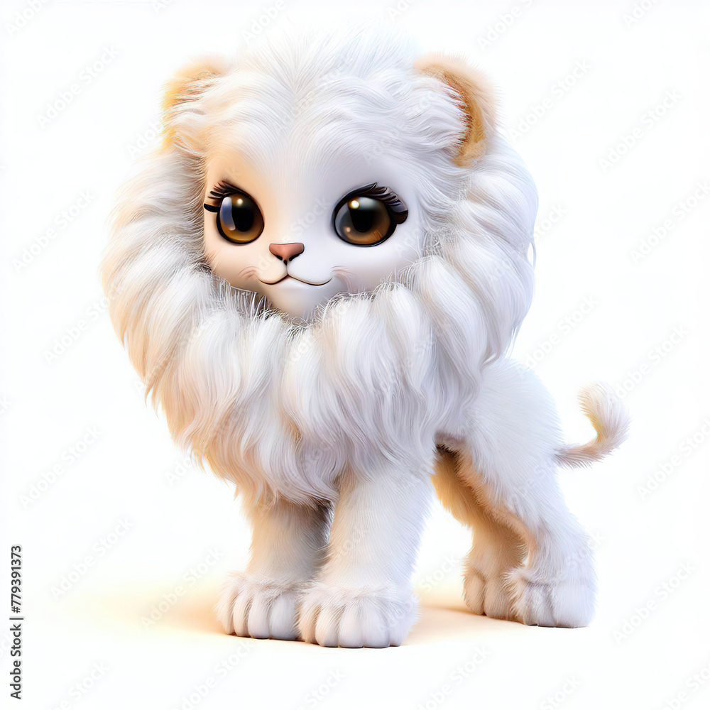 Obraz premium 3D furry forest animal with beautiful colors and white background. with Generative AI technology 