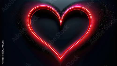 Sensational Black Background Featuring Vibrant Red Neon Heart Shapes  Captivating Wallpaper Collection Generative AI 