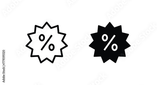 Discount icon, Percentage, finance percent offer tag, Shopping Sale label, Black friday coupon, promotion commission icons button, vector, sign, symbol, logo, illustration, editable stroke and flat