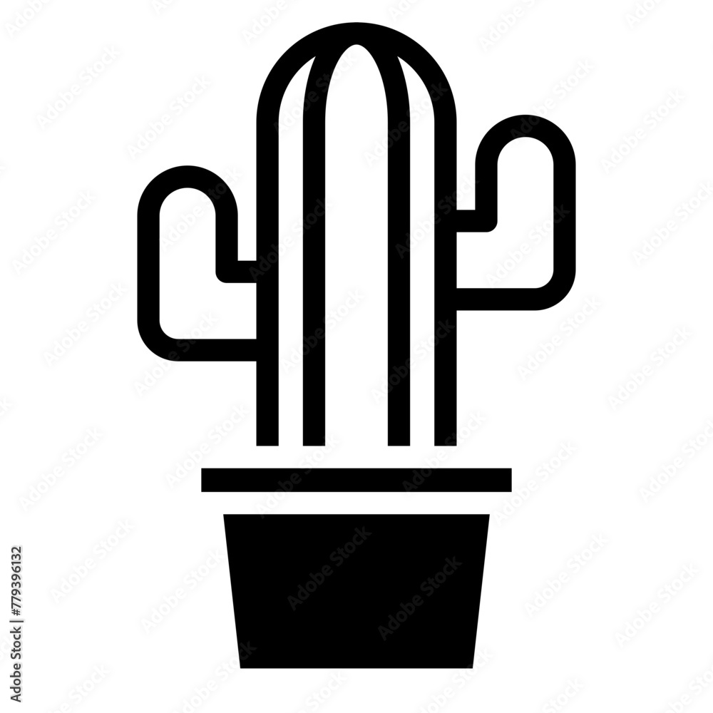 cactus on pot icon cactus on pot icon
