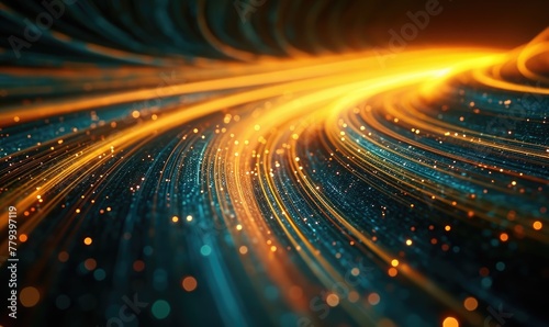 An abstract theme of a star trail of light, in the style of sci-fi inspired futurism. Amazing abstract wallpaper.