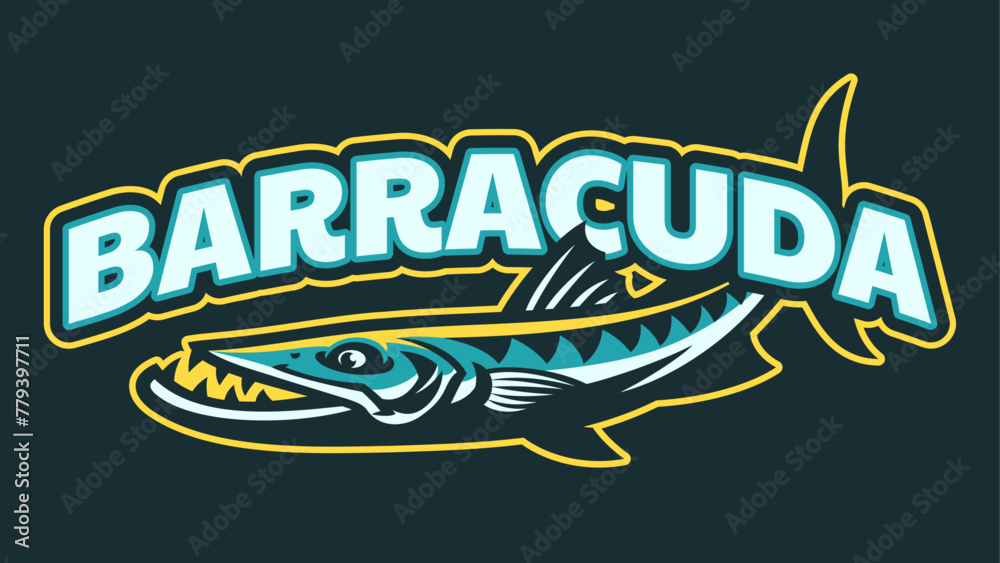 Barracuda Sport Mascot Logo Design - obrazy, fototapety, plakaty 