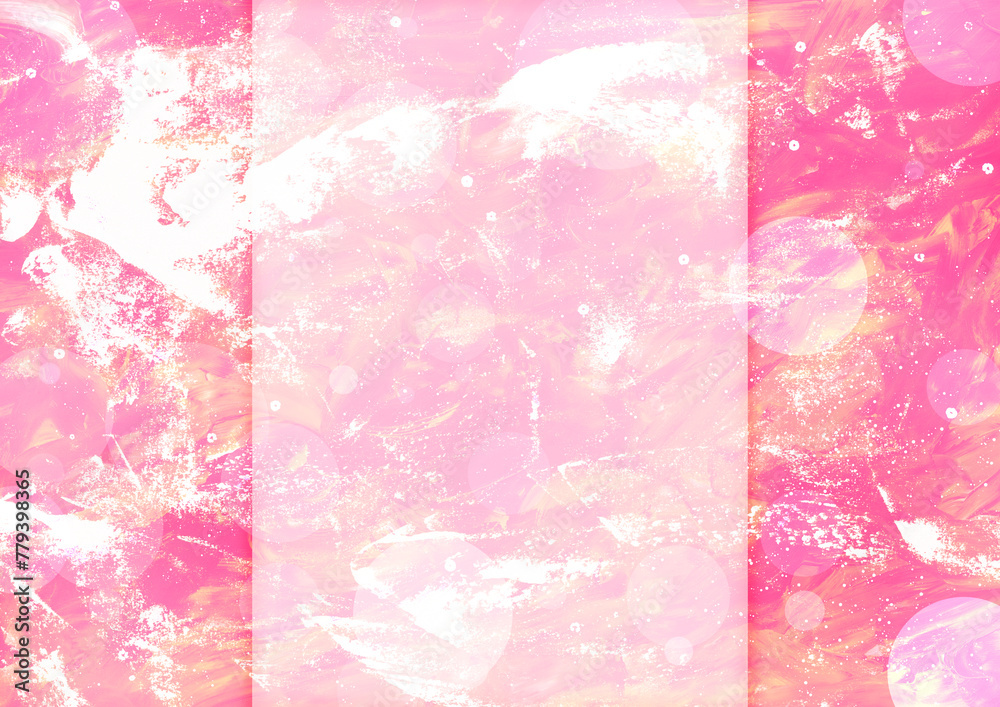 ピンクの鮮やかな水彩テクスチャフレーム背景
