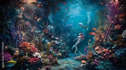 Mermaids  Dance in the Coral Realm. n