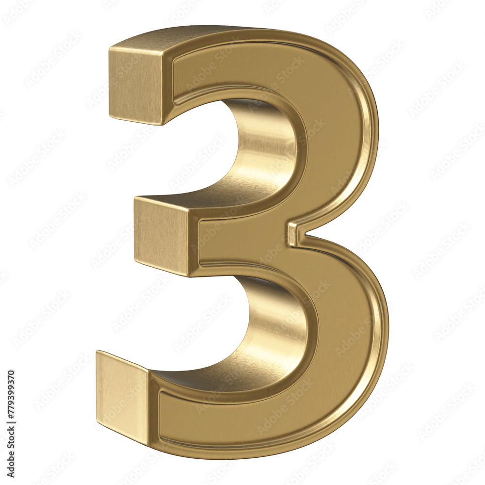 3d Gold number 3 3d Gold number 3