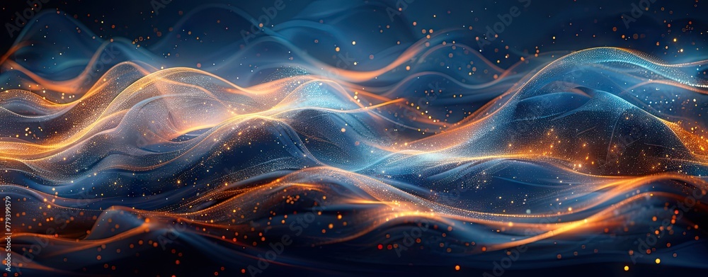 elegant abstract ocean wave background that combines blue and gold colors Generative AI