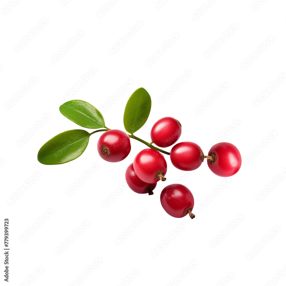 Red currant berry with leaf isolated on white background with clipping path