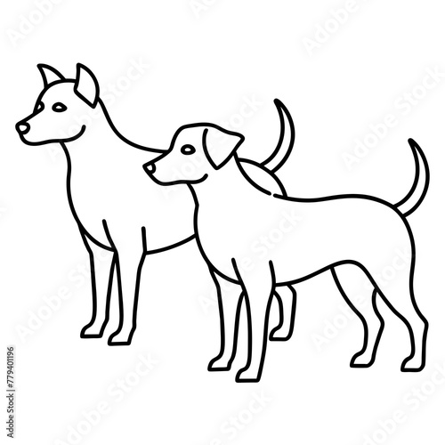 dog couple sketch vector
