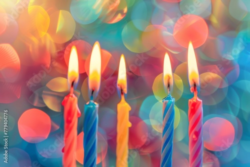 Focus Birthday candles on blur background New year birthday Christmas holidays celebration for card poster cover background