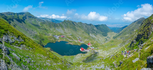 Fototapeta Naklejka Na Ścianę i Meble -  Transfagarasan road and balea lake viewed during a sunny day in summer, Romania