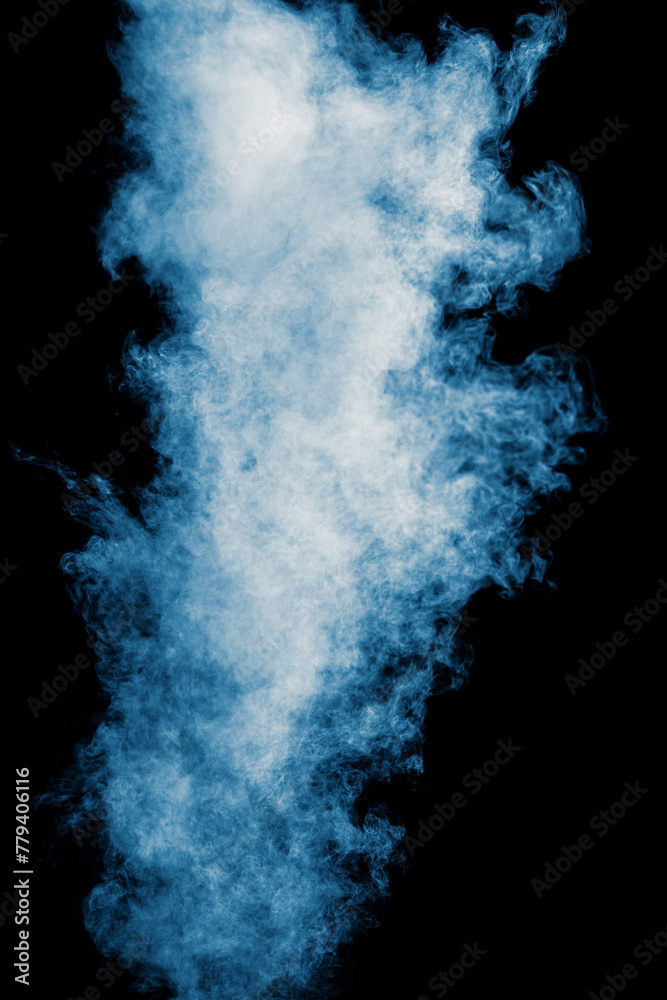 Fototapeta premium Blue smoke isolated black background