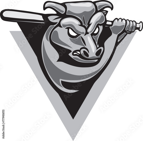 logo sport bull baseball vector mascot