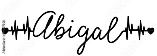 Abigal - black color - name written - heartbeat, electrocardiogram, love - for websites,, presentations, greetings, banners, cards,, t-shirt, sweatshirt, prints, cricut, silhouette, sublimation