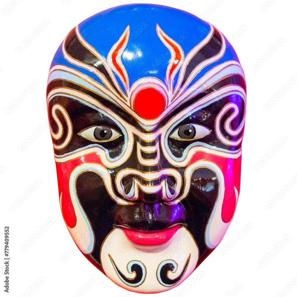 chinese opera mask on a white background. The mask is decorated with patterns. chinese opera mask on a white background. The mask is decorated with patterns.