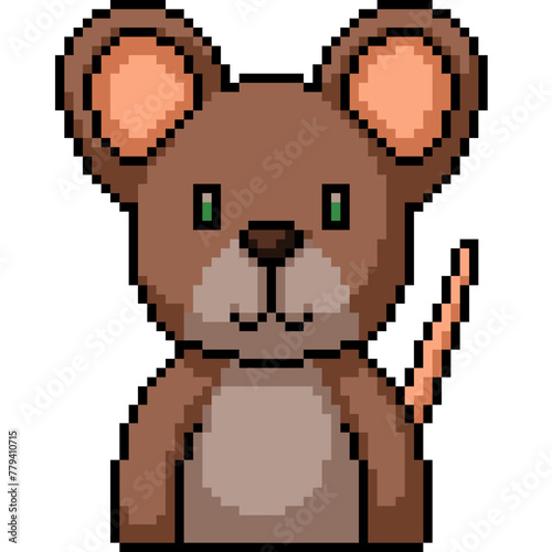 pixel art of rat sit front