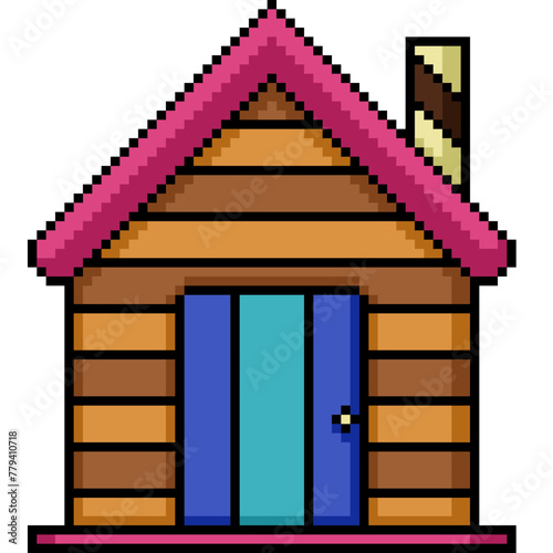 pixel art of sweet colorful house