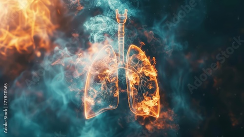 Asthma, Chronic condition that affects the airways in the lung. The airways are tubes carry air in and out of your lung. the airways can become inflamed and narrowed at time photo