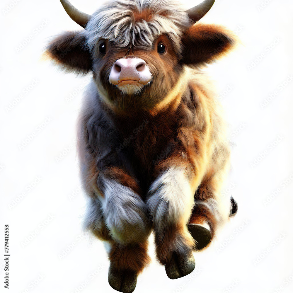 Fototapeta premium 3D furry forest lion with beautiful colors and white backgroundwith Generative AI technology