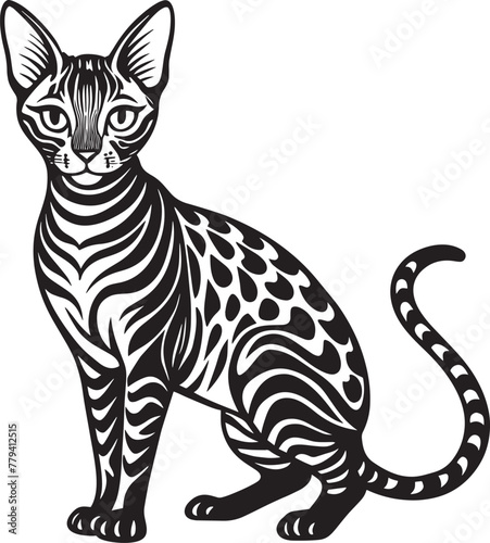 Bengal Sphynx cat. Vector illustration 