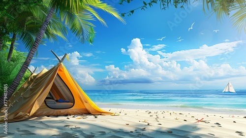Beach tent clipart with open flaps photo