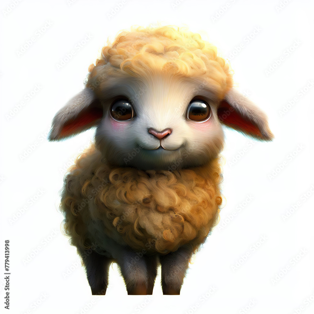 Obraz premium 3D furry forest lion with beautiful colors and white background. with Generative AI technology 