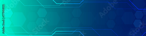 Green Blue Digital technology banner. Futuristic banner for various design projects such as websites, presentations, print materials, social media posts