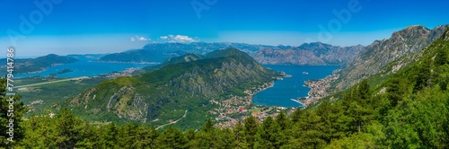 Aerial view of Boka Kotorska bay and Tivat in Montenegro photo