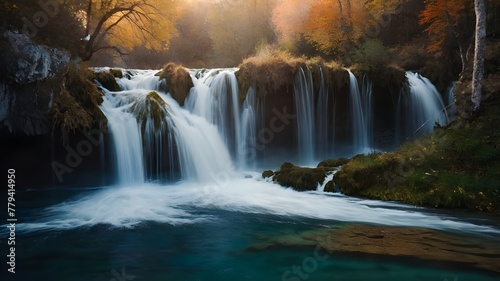 Waterfalls Amidst Forested Landscapes and Rocky Streams. Immerse Yourself in the Beauty of Cascading Waters: Waterfalls